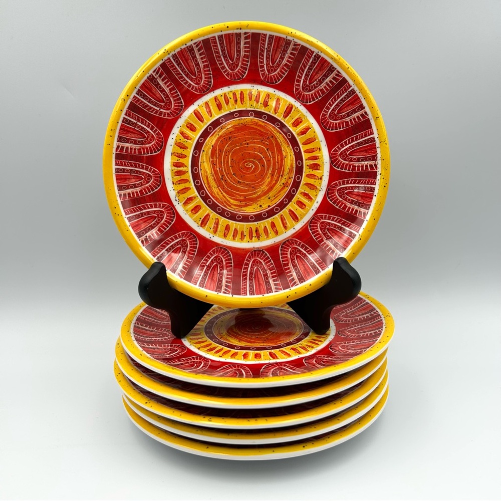 Joyce Shelton Certified International Melamine Tapas Plates 6" SET OF 6 Vibrant